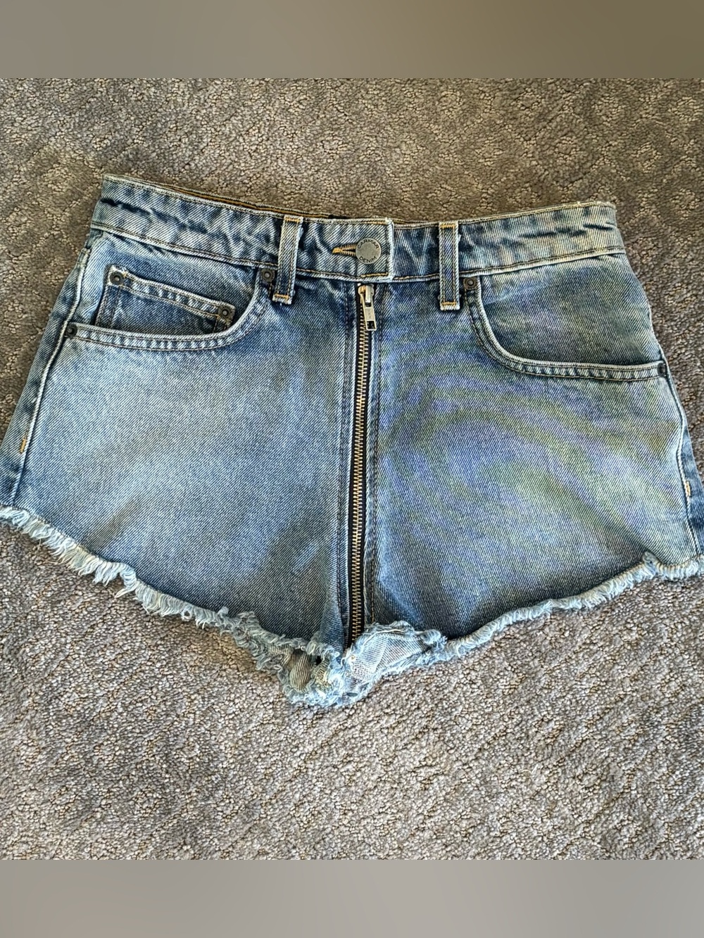 Carmar LA Zip Front Distressed Denim Shorts Size 25